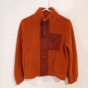 Free Assembly Women's Orange and Red Full Zip Jacket Size Small